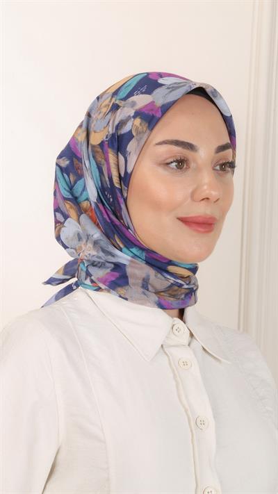 Locella Pamuk Vual Eşarp Lacivert-9