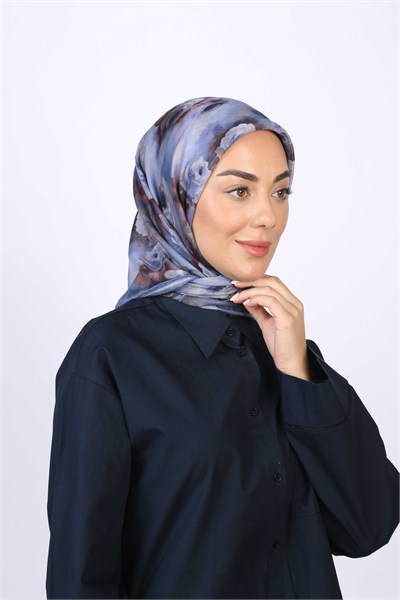 Locella Pamuk Vual Eşarp-Kobalt Mavi