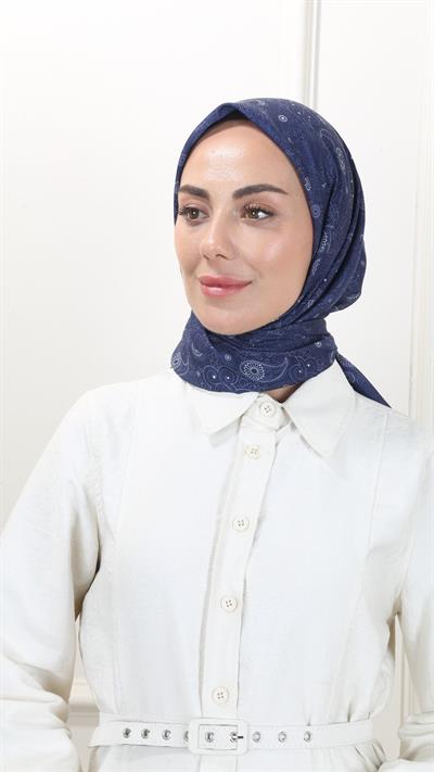 Locella Pamuk Vual Eşarp Lacivert-4
