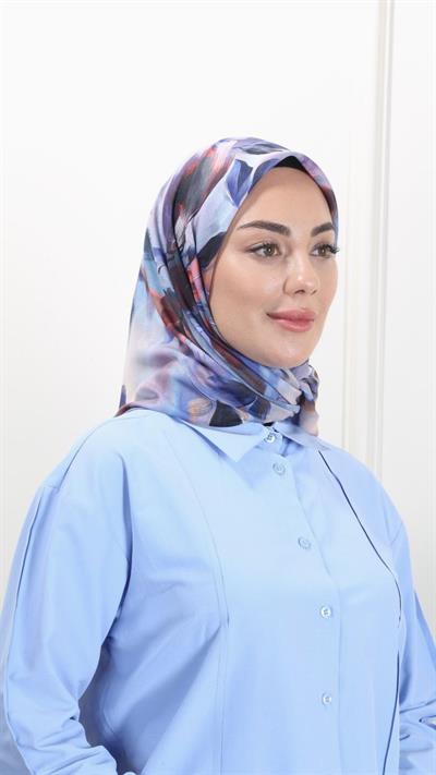 Locella Pamuk Vual Eşarp Saks-1