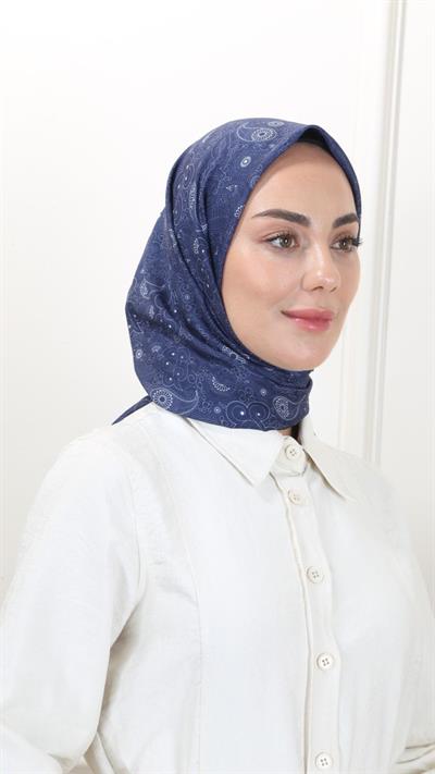 Locella Pamuk Vual Eşarp Lacivert-4