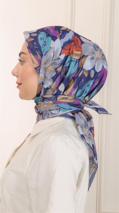 Locella Pamuk Vual Eşarp Lacivert-9