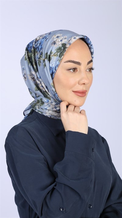 Locella Pamuk Vual Eşarp Mavi