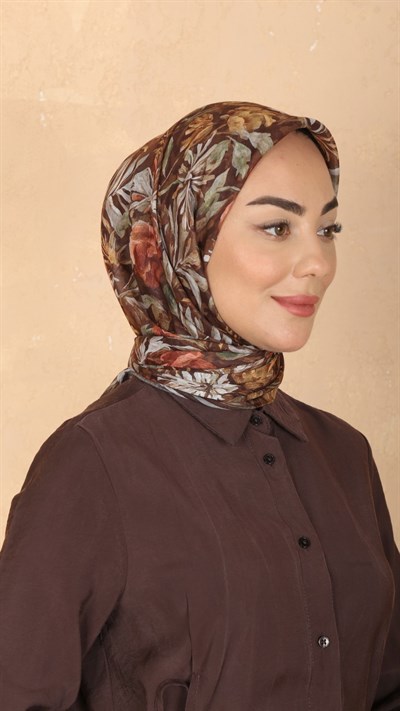 Locella Pamuk Vual Eşarp Çikolata Kahve