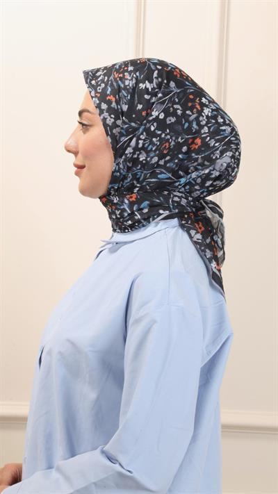 Locella Pamuk Vual Eşarp Siyah Gri-6