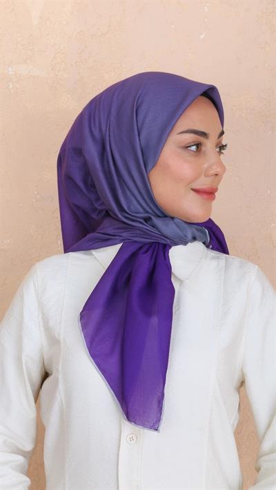 Locella Pamuk Vual Eşarp Canlı Mor Gri-24