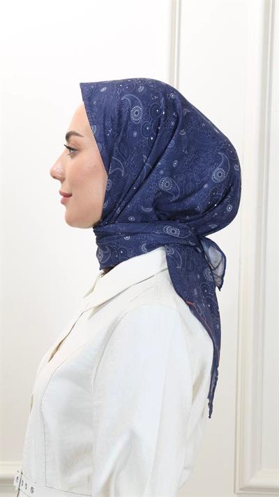 Locella Pamuk Vual Eşarp Lacivert-4