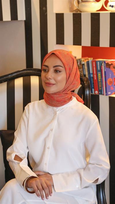 Locella Pamuk Vual Eşarp Fuşya Kahve-5