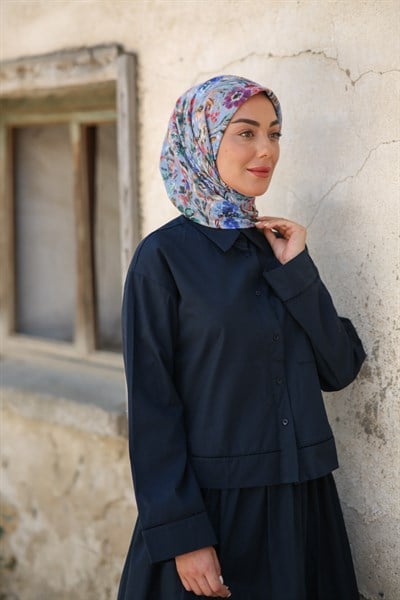 Locella Pamuk Vual Eşarp Mavi