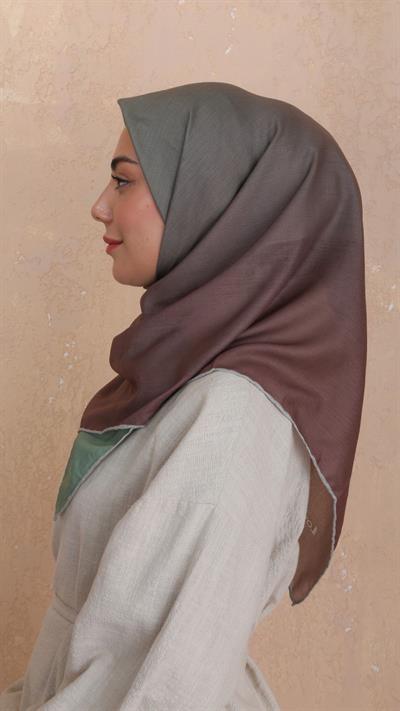 Locella Pamuk Vual Eşarp Kahve Yeşil-18