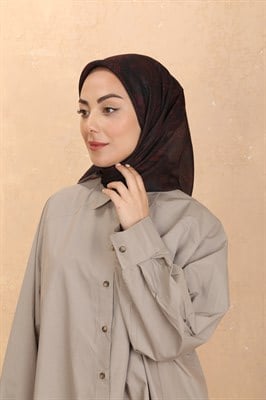 Locella Pamuk Vual Eşarp Siyah Kırmızı
