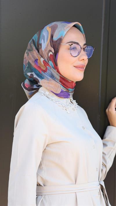 Locella Pamuk Vual Eşarp Kahve-12