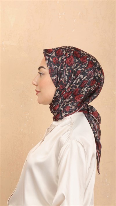 Locella Pamuk Vual Eşarp Kırmızı Siyah