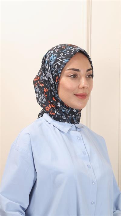 Locella Pamuk Vual Eşarp Siyah Gri-6
