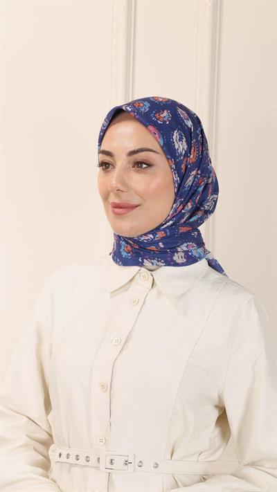 Locella Pamuk Vual Eşarp Koyu Mavi-2