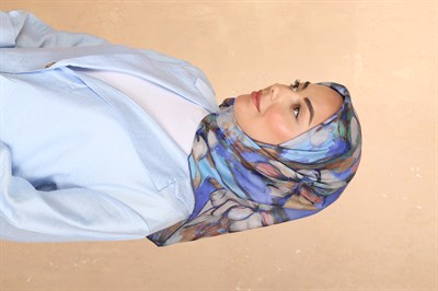 Locella Pamuk Vual Eşarp Saks Mavisi