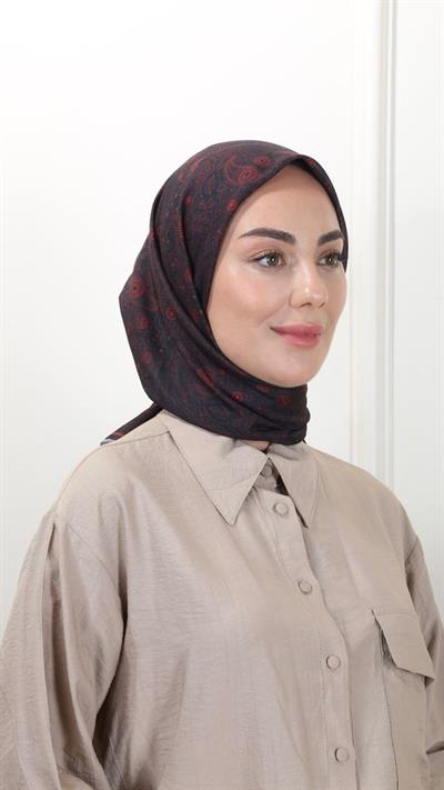 Locella Pamuk Vual Eşarp Siyah Kırmızı-17