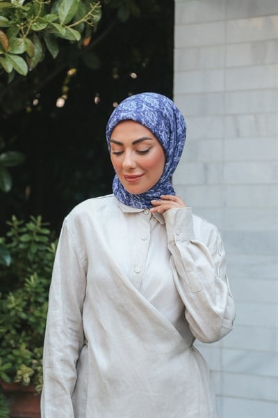 Locella Pamuk Vual Eşarp Saks Mavisi