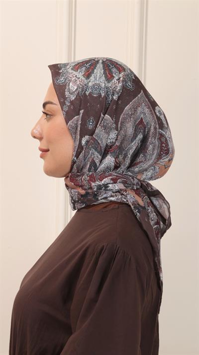 Locella Pamuk Vual Eşarp Kahve-12