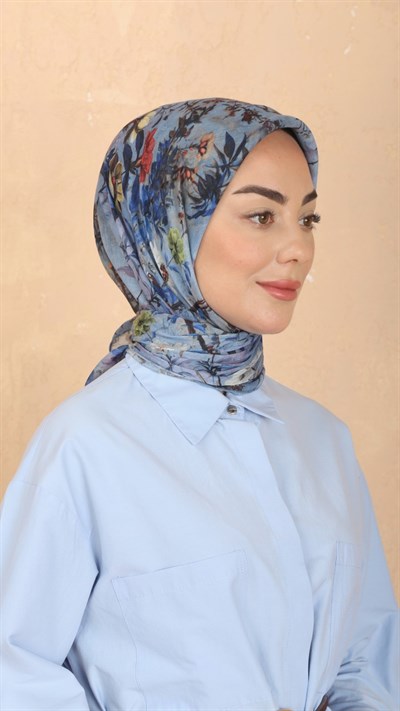 Locella Pamuk Vual Eşarp Mavi