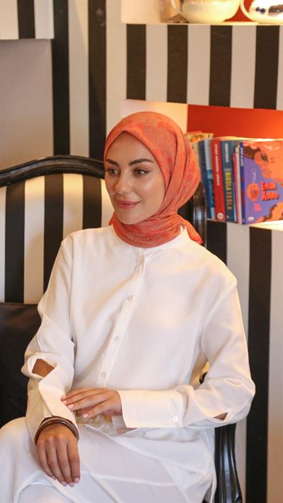 Locella Pamuk Vual Eşarp Fuşya Kahve-5