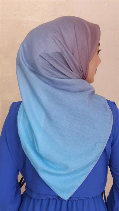 Locella Pamuk Vual Eşarp Mavi Kahve-16