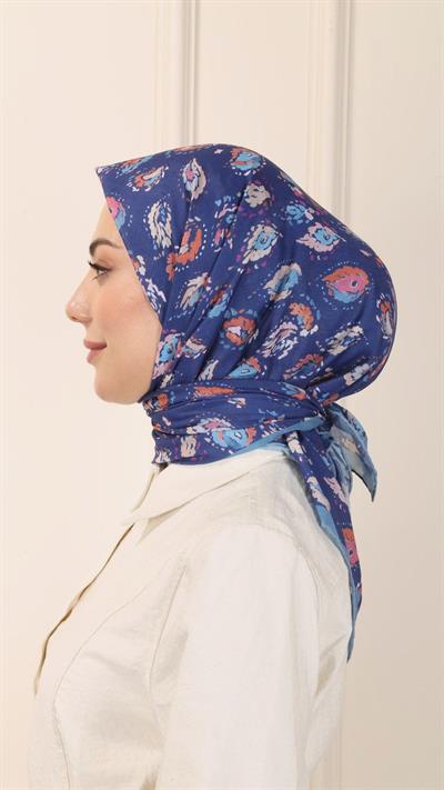 Locella Pamuk Vual Eşarp Koyu Mavi-2