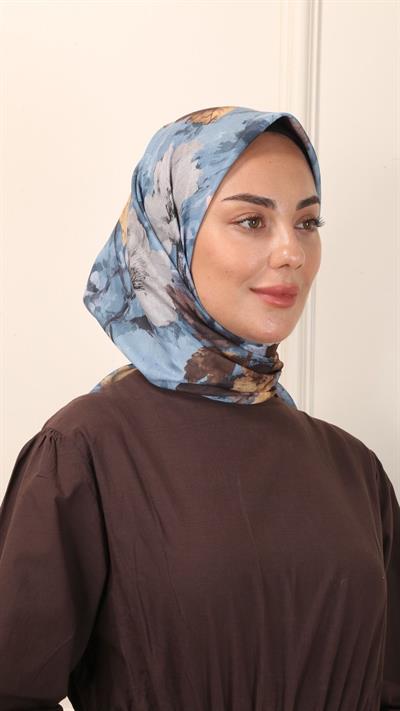 Locella Pamuk Vual Eşarp Mavi-9