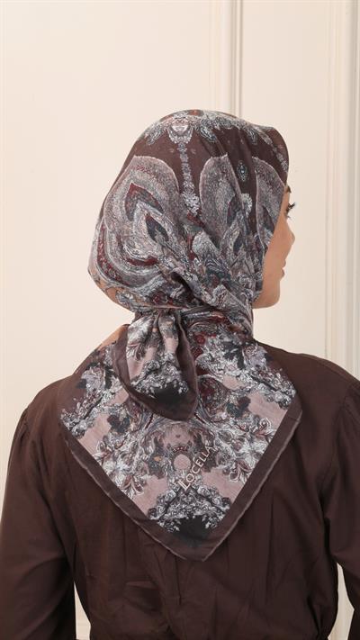 Locella Pamuk Vual Eşarp Kahve-12