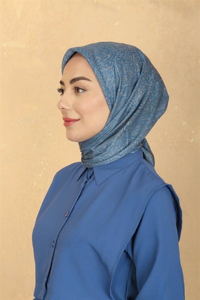 Locella Pamuk Vual Eşarp Mavi