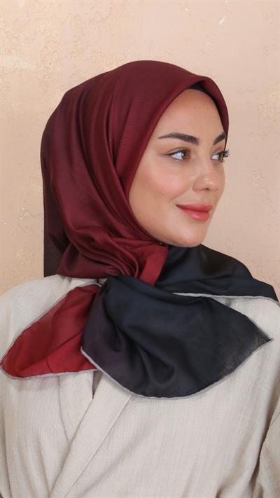 Locella Pamuk Vual Eşarp Siyah Bordo-13