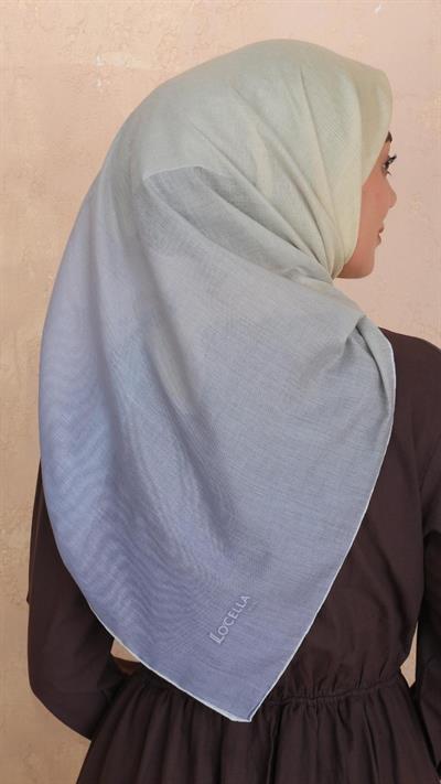 Locella Pamuk Vual Eşarp Açık Gri Sarı-11