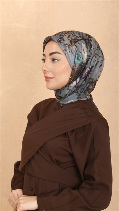 Locella Pamuk Vual Eşarp Siyah Gri