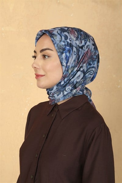 Locella Pamuk Vual Eşarp Mavi