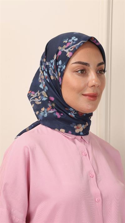 Locella Pamuk Vual Eşarp Koyu Mavi-5