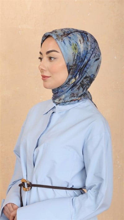 Locella Pamuk Vual Eşarp Mavi