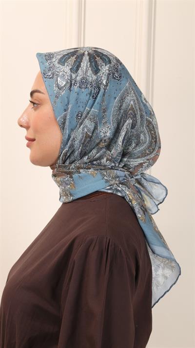 Locella Pamuk Vual Eşarp Mavi-1