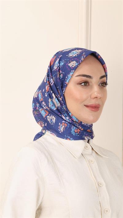 Locella Pamuk Vual Eşarp Koyu Mavi-2