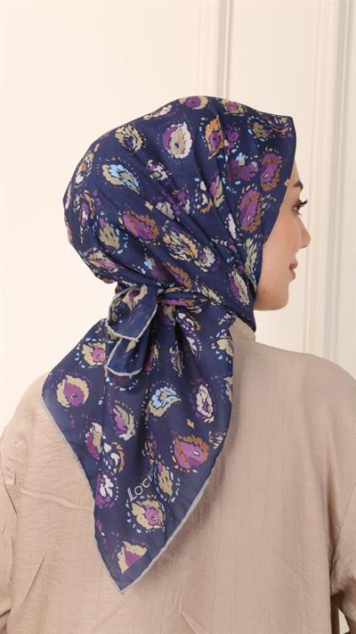 Locella Pamuk Vual Eşarp Lacivert-7