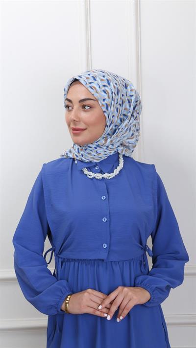 Locella Pamuk Vual Eşarp Mavi-1