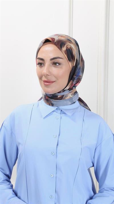 Locella Pamuk Vual Eşarp Siyah Gri-3