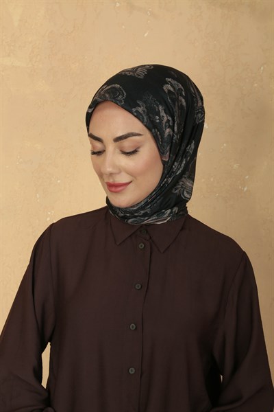 Locella Pamuk Vual Eşarp Siyah-krem