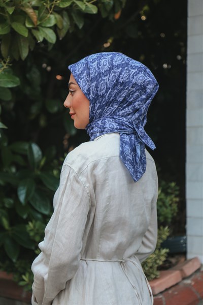 Locella Pamuk Vual Eşarp Saks Mavisi