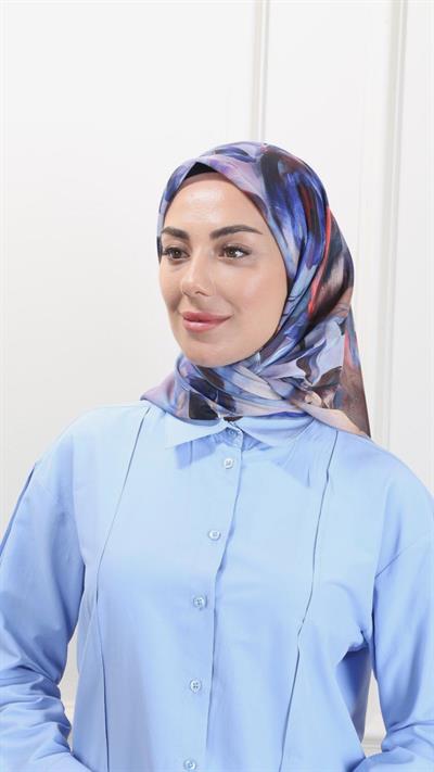 Locella Pamuk Vual Eşarp Saks-1