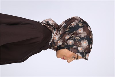 Locella Pamuk Vual Eşarp-Kahve Beyaz