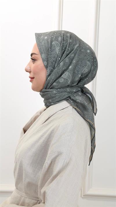 Locella Pamuk Vual Eşarp Haki Yeşil-26