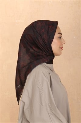 Locella Pamuk Vual Eşarp Siyah Kırmızı