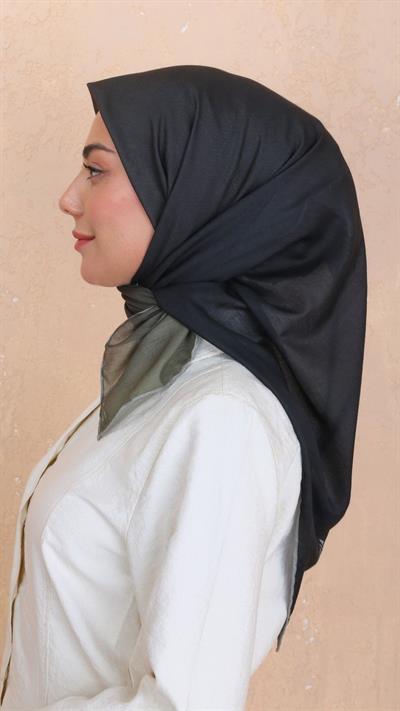 Locella Pamuk Vual Eşarp Siyah Yeşil-6