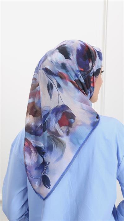 Locella Pamuk Vual Eşarp Saks-1