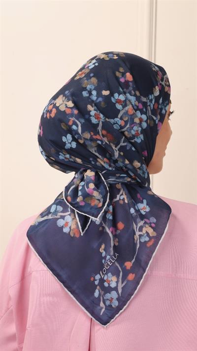 Locella Pamuk Vual Eşarp Koyu Mavi-5